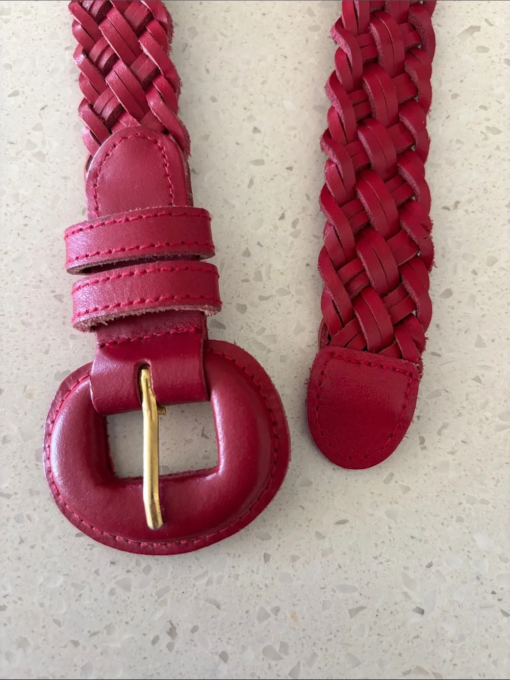 90s braided belt red